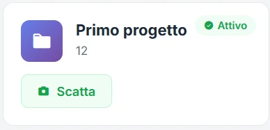Cartella di un progetto in Timely con il pulsante Scatta