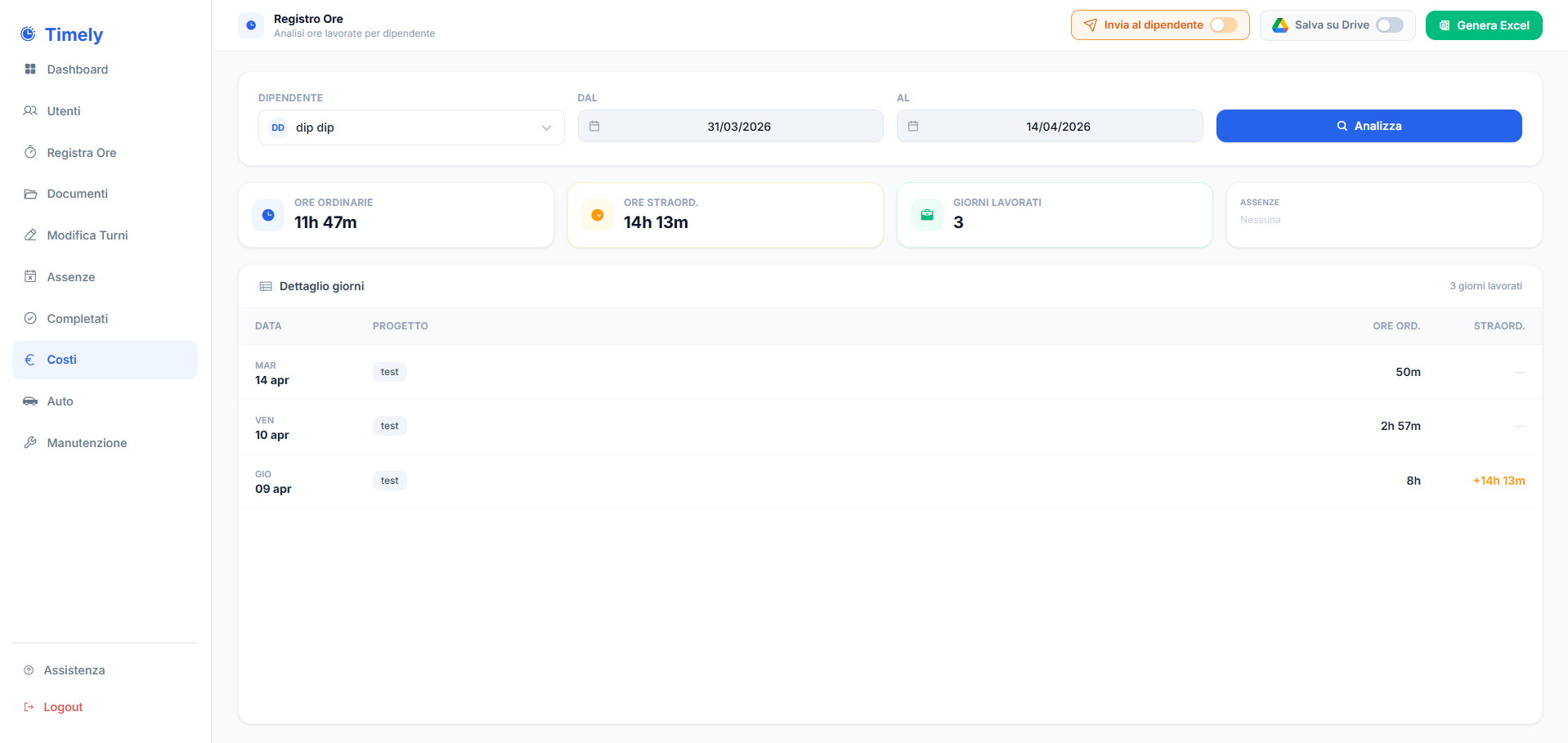 Esempio Report Excel
